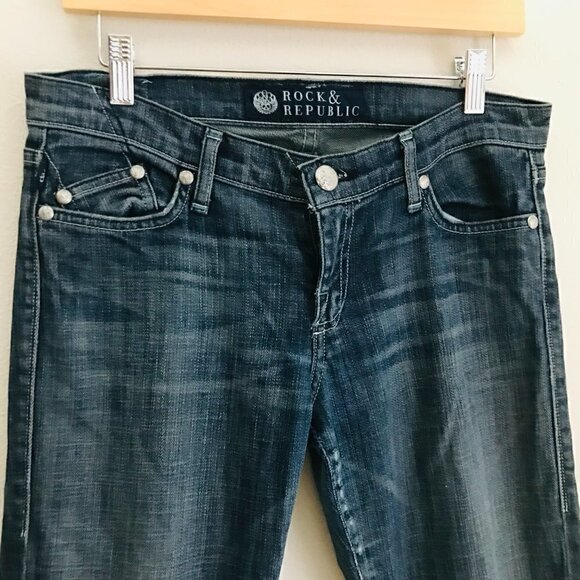 Rock & Republic Straight Leg Stretch Jeans Skull Pocket Style 001477 Size 29 - Picture 5 of 8